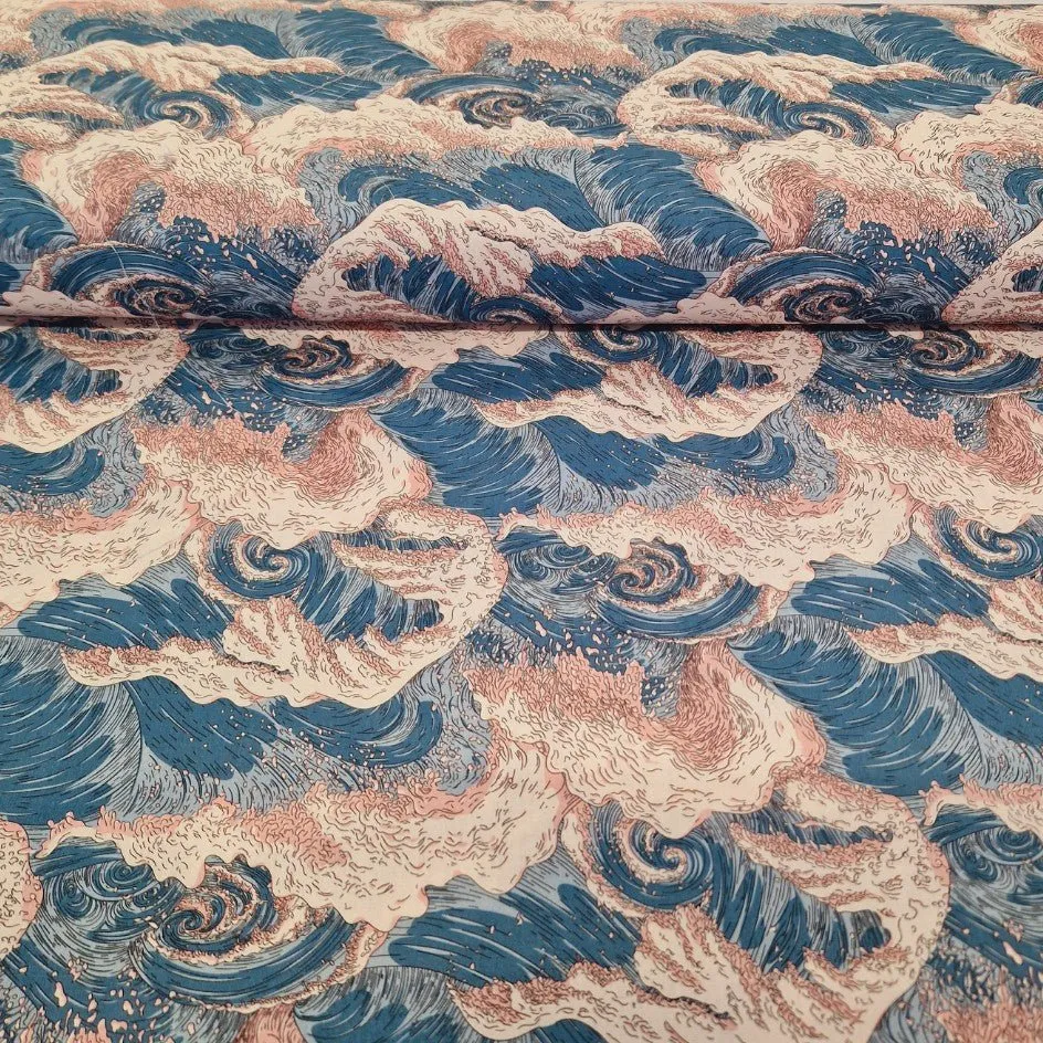 100% Cotton Digital Print - Waves