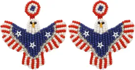 4th of July American Beaded Drop Dangle Earrings USA Flag Top Hat Eagle Beaded Earrings Patriotic Animal Independence Day Costume Jewelries