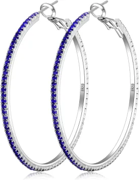 925 Sterling Silver Earrings Large Rhinestone Hoop Earrings Big Cubic Zirconia Hoop Earrings Thin Rhinestones Round Hoop Earrings for Women 20/30/40/50/60/70mm Sparkly Hoops With Crystals for Womens 925 Sterling Silver Earrings Large Rhinestone Hoop Earrings Big Cubic Zirconia Hoop Earrings Thin Rhinestones Round Hoop Earrings for Women 20/30/40/50/60/70mm Sparkly Hoops With Crystals for Womens
