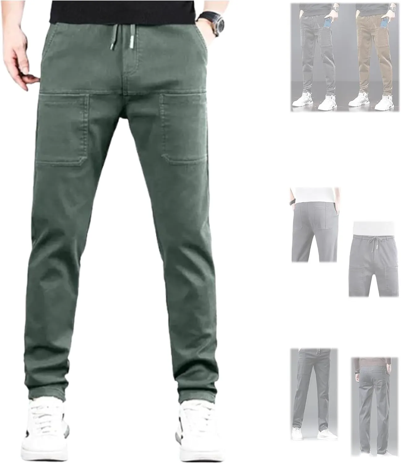Acegents Men's High Stretch Multi-Pocket Durable Cargo Pants - Blue, Size S
