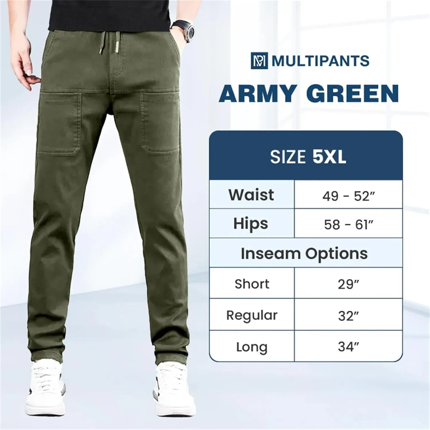 Acegents Multipants - High Stretch Multi-Pocket Durable Cargo Pants, Men's Adult Blue Cargo Pants, XS - 5XL