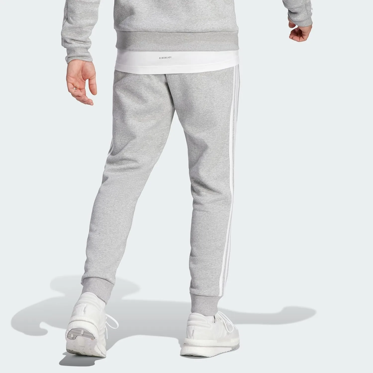 adidas Mens Essentials Fleece Striped Joggers Training Casual Comfort Technology - Blue
