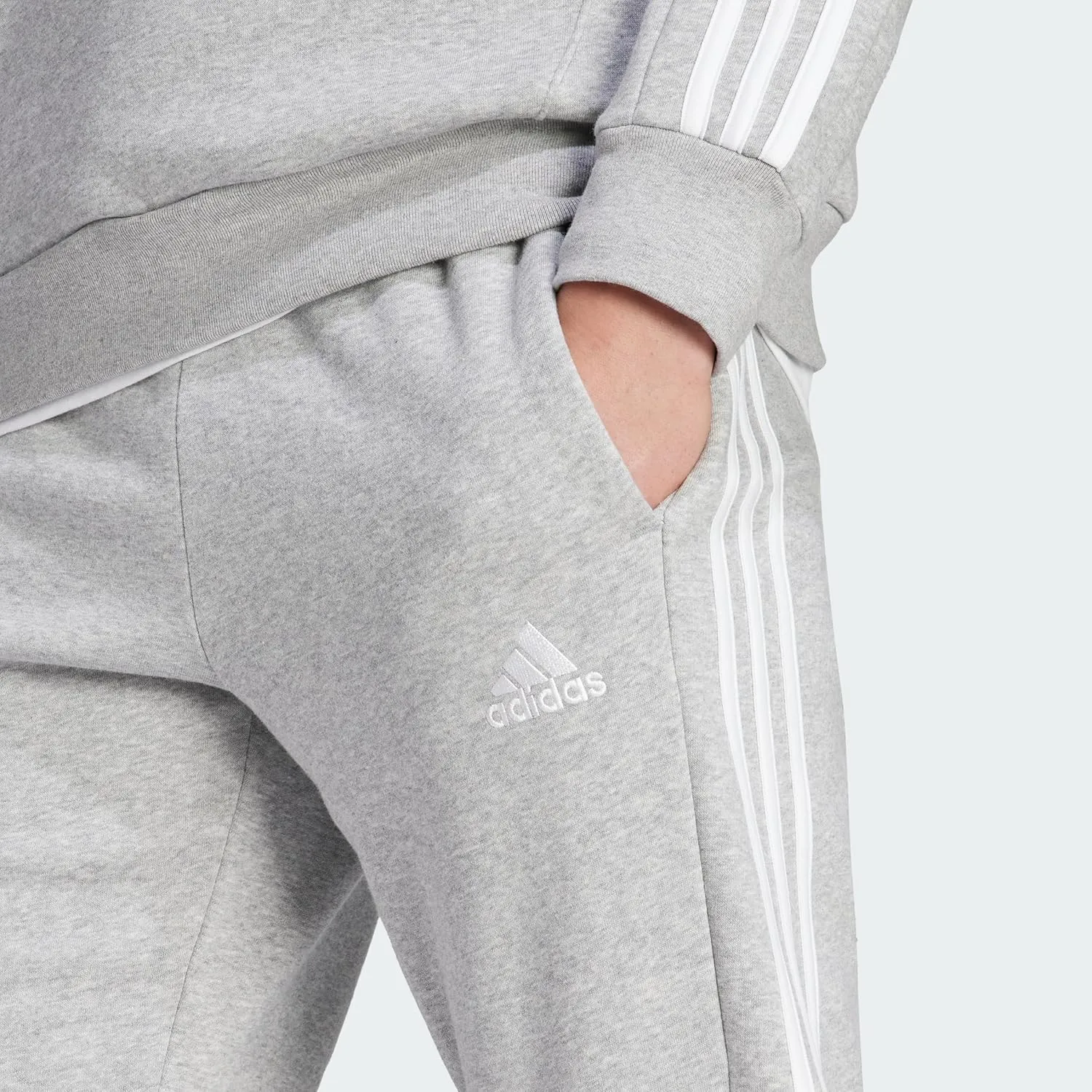 adidas Mens Essentials Fleece Striped Joggers Training Casual Comfort Technology - Blue