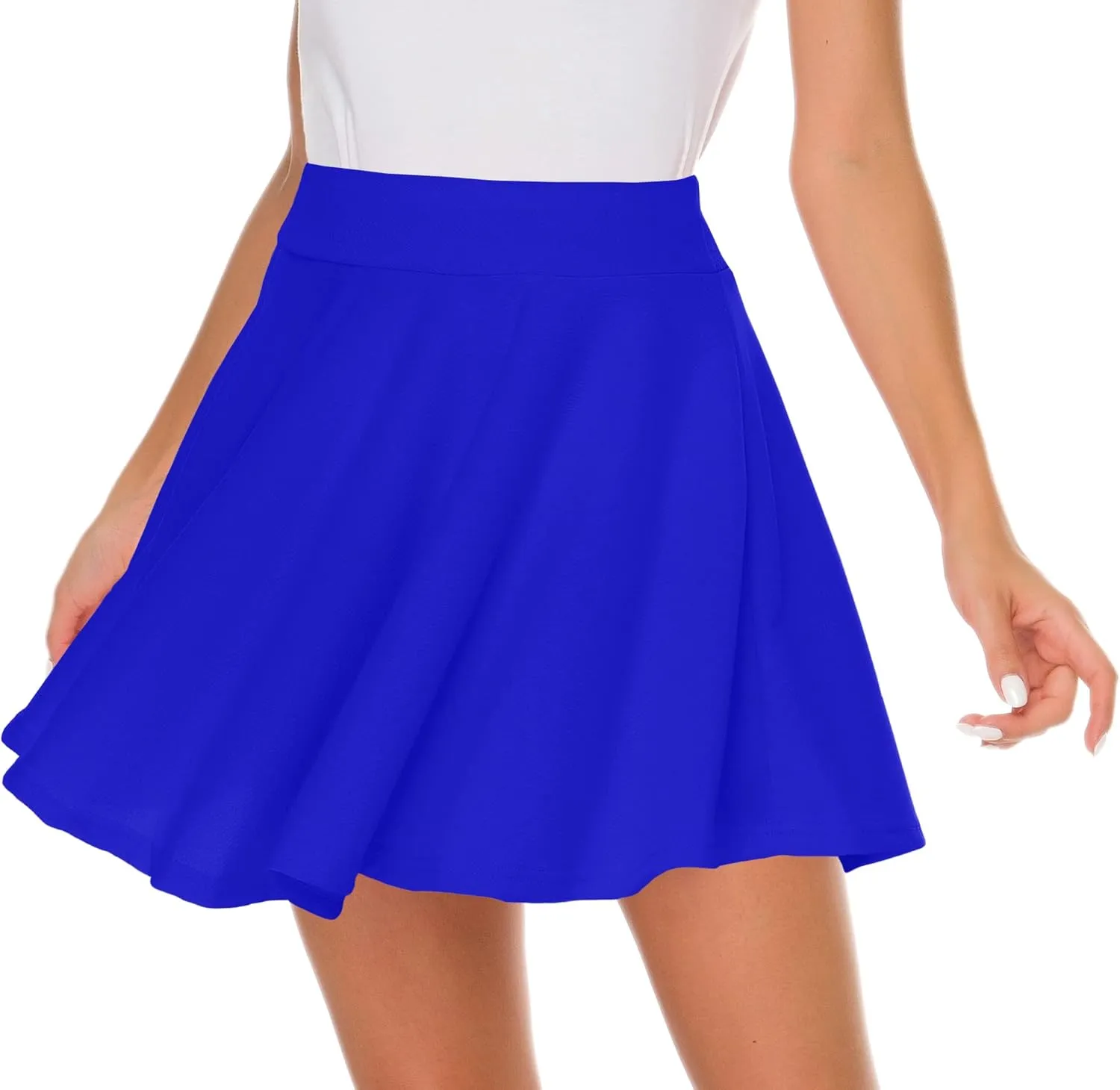Afibi Casual Mini Stretch Waist Flared Plain Pleated Skater Skirt