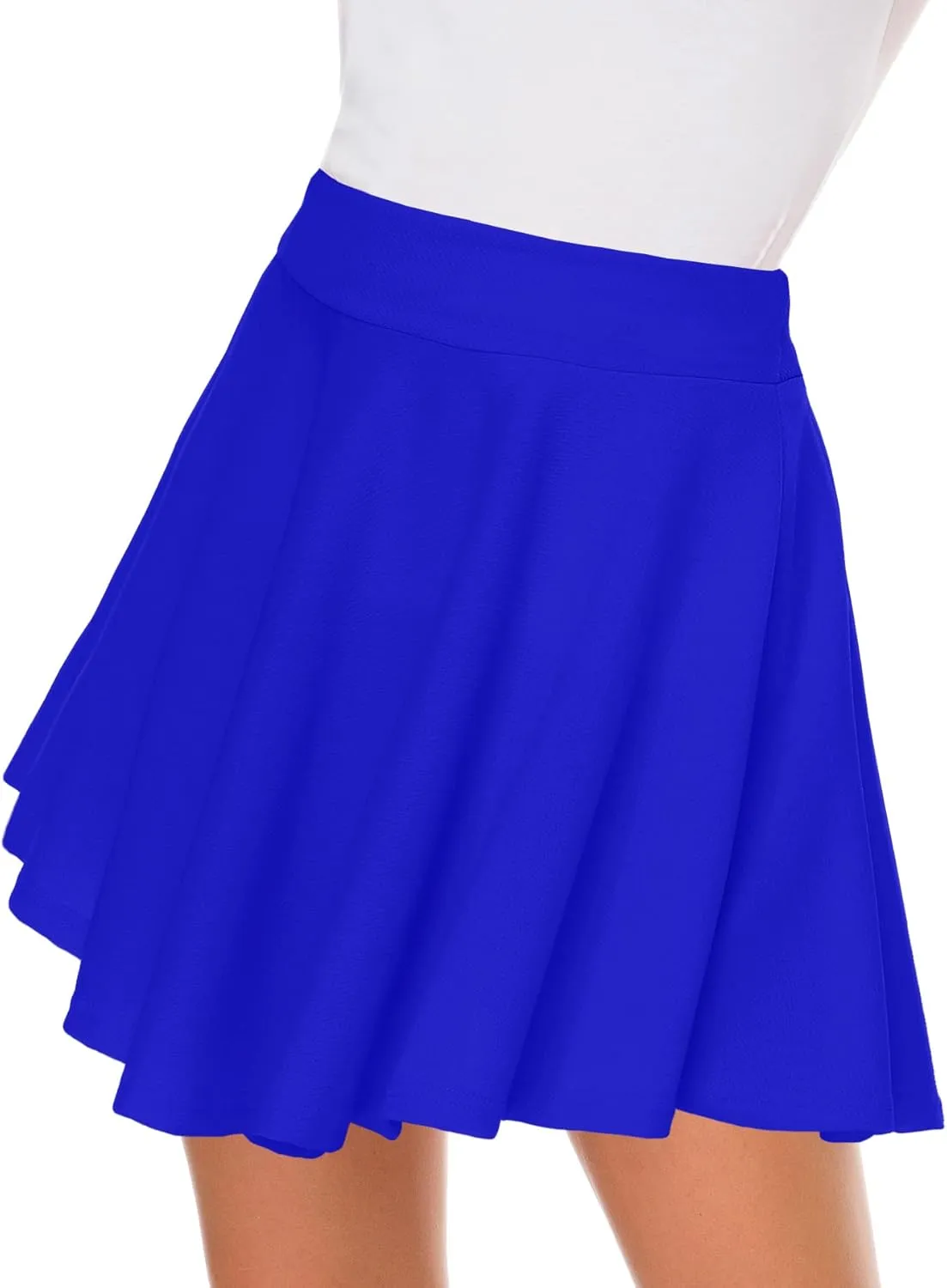 Afibi Casual Mini Stretch Waist Flared Plain Pleated Skater Skirt