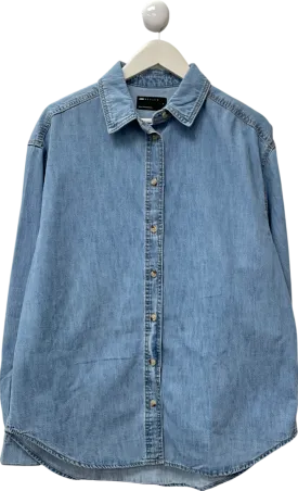 ASOS Minimal Denim Shirt In Lightwash Blue UK S