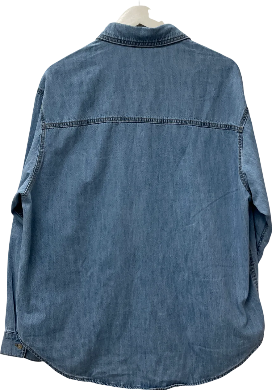 ASOS Minimal Denim Shirt In Lightwash Blue UK S