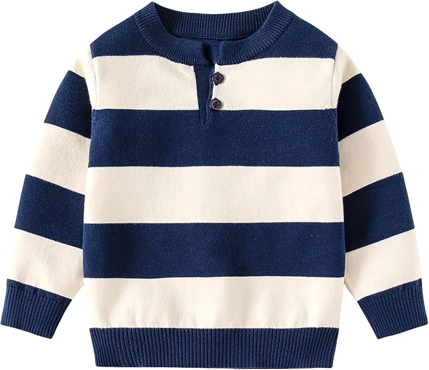 Baby Boys Knit Sweater Round Striped Cotton Cartoon Animal Pullover Sweatshirt