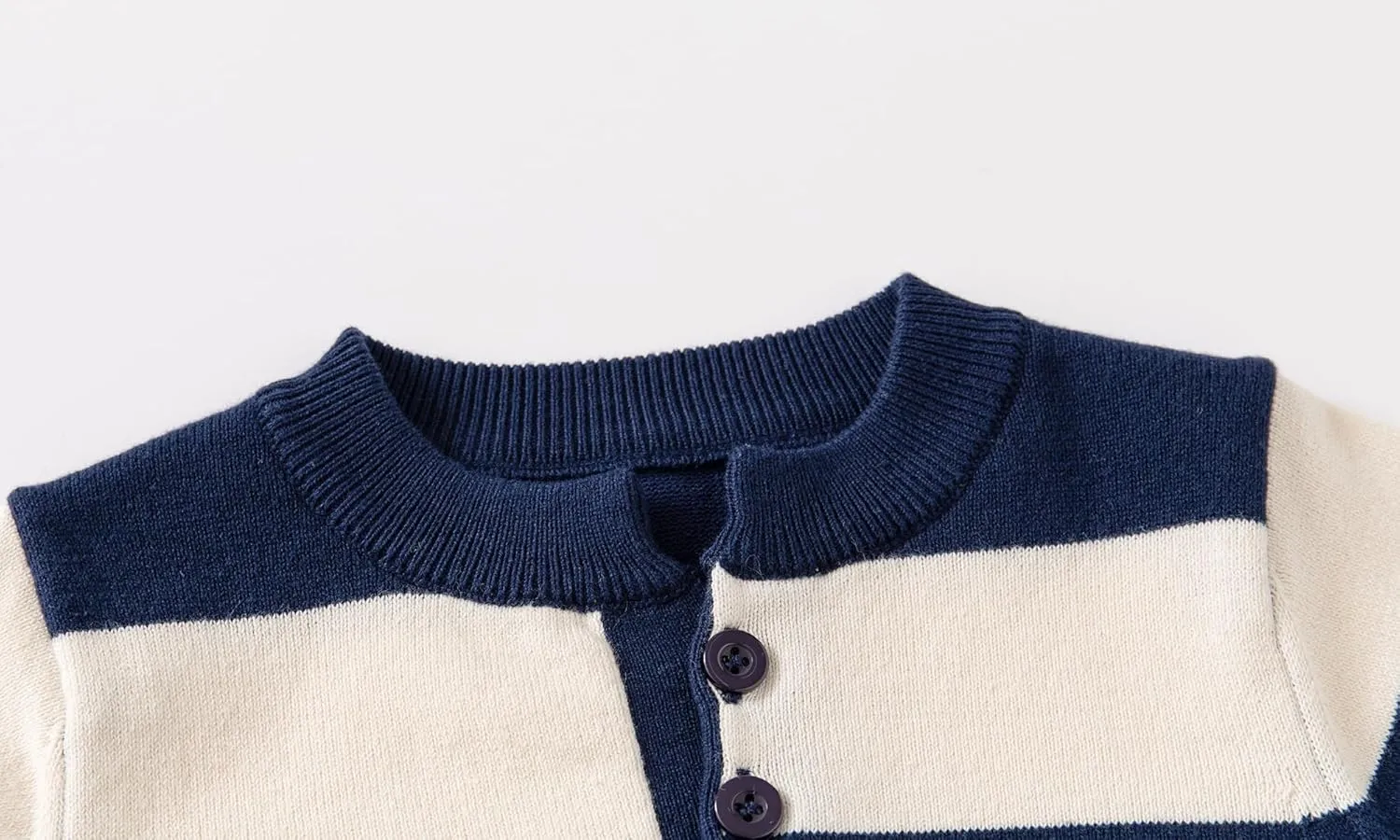 Baby Boys Knit Sweater Round Striped Cotton Cartoon Animal Pullover Sweatshirt