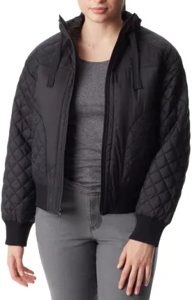 BASS OUTDOOR Women's Quilted-Trim Zip Bomber Jacket (Black, Medium)