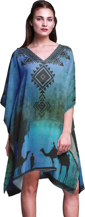 Blue Camel Mughal Ladies Plus Size Kaftan Summer Wear Beach Coverup Kimono Kaftan