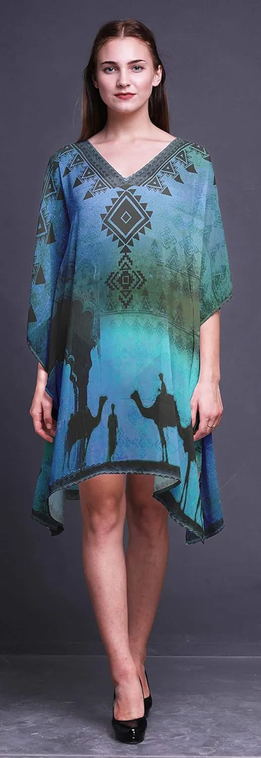 Blue Camel Mughal Ladies Plus Size Kaftan Summer Wear Beach Coverup Kimono Kaftan