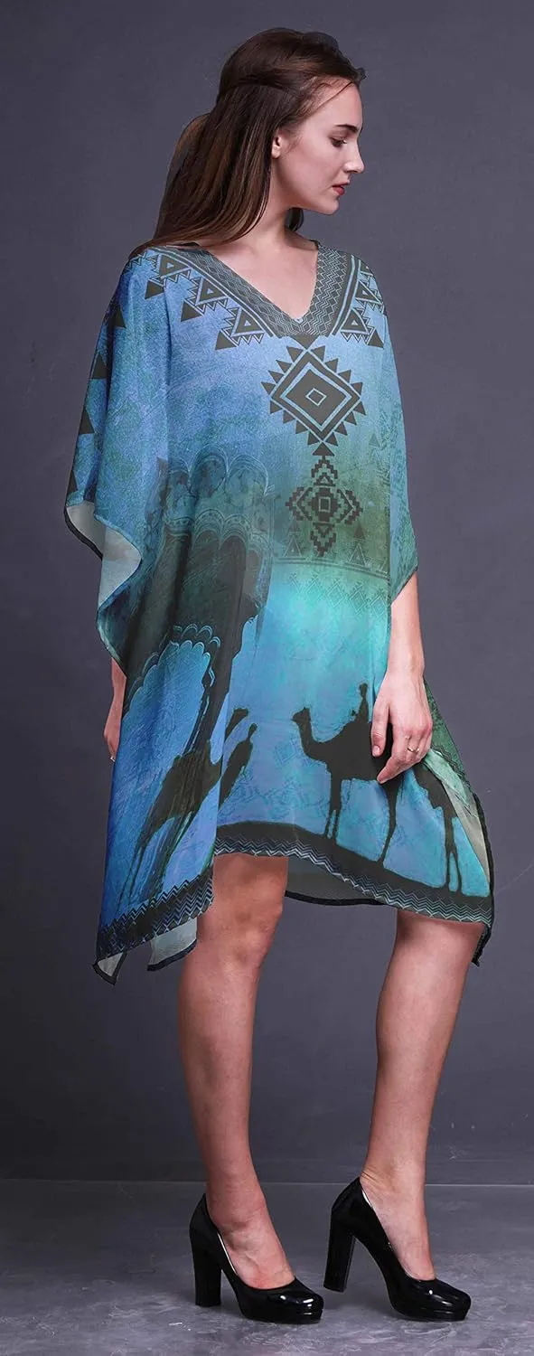 Blue Camel Mughal Ladies Plus Size Kaftan Summer Wear Beach Coverup Kimono Kaftan