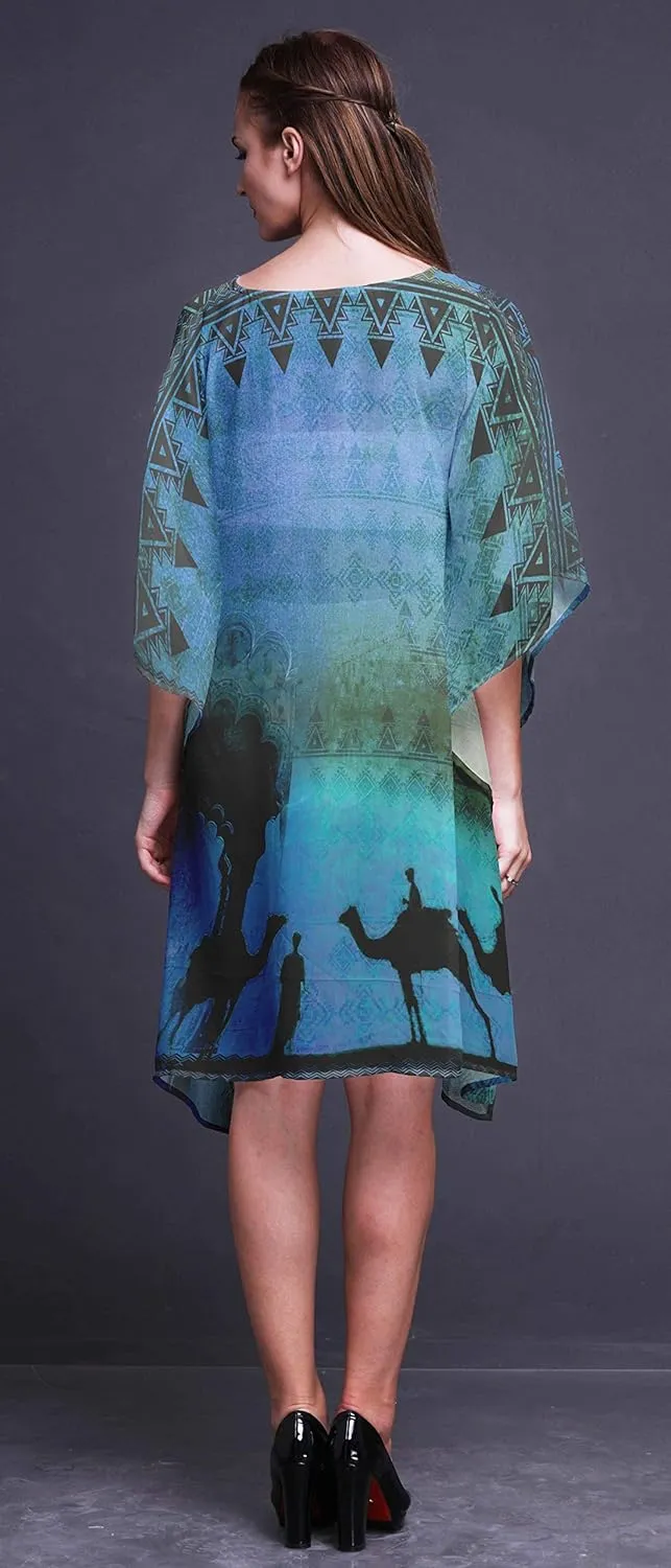 Blue Camel Mughal Ladies Plus Size Kaftan Summer Wear Beach Coverup Kimono Kaftan