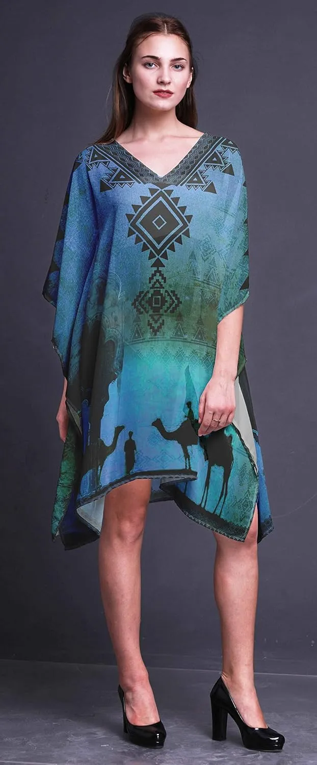 Blue Camel Mughal Ladies Plus Size Kaftan Summer Wear Beach Coverup Kimono Kaftan