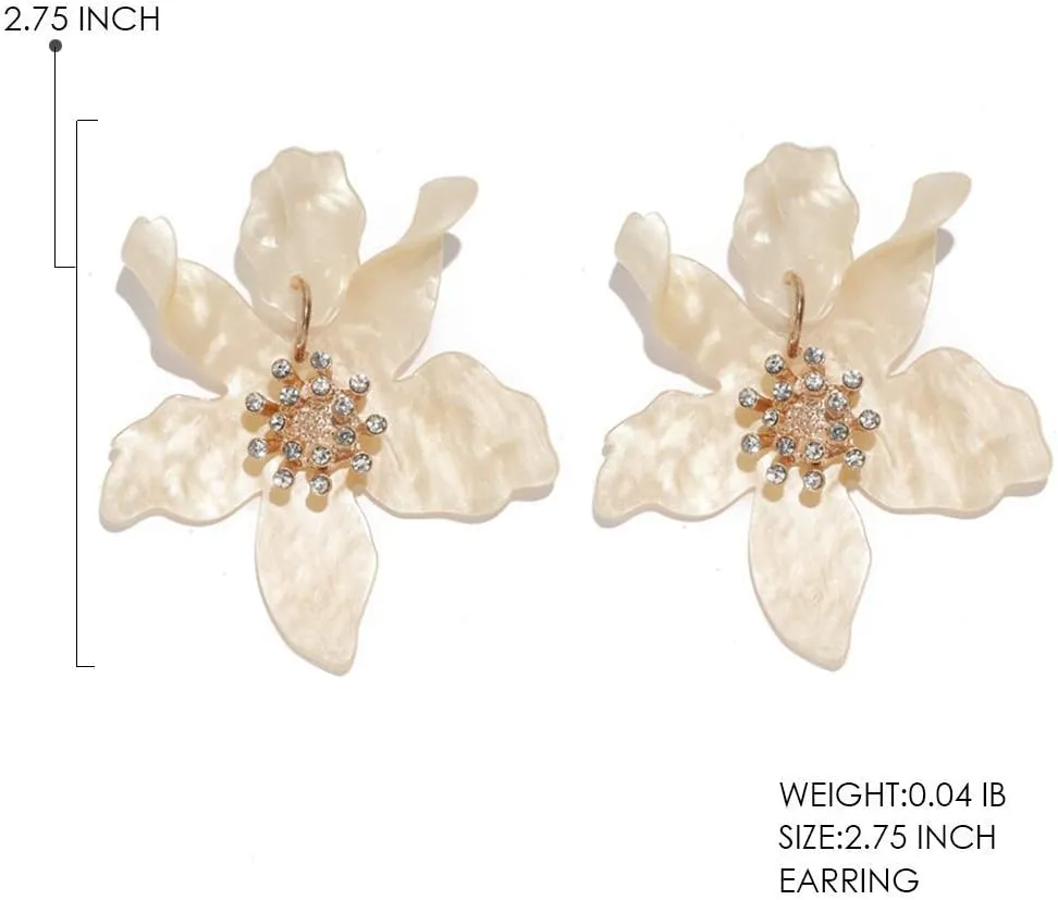 Boho Stud Earrings for Women - Chic Flower Statement Earrings with Gold Flower Bud, Great for Sister, Mom, Lover and Friends