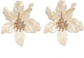 Boho Stud Earrings for Women - Chic Flower Statement Earrings with Gold Flower Bud, Great for Sister, Mom, Lover and Friends