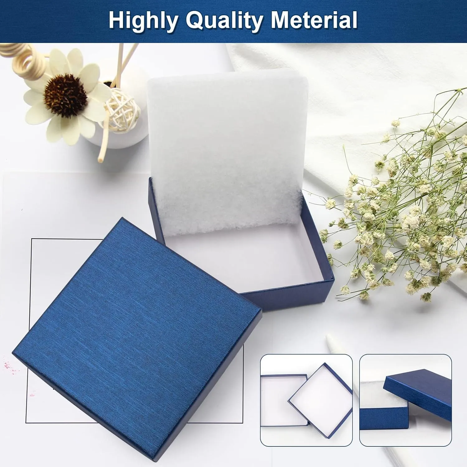 Cardboard Jewelry Blue Gift Boxes 20 Pack3.53.51 inches, its apply to displaying necklaces, rings, bracelets, earrings