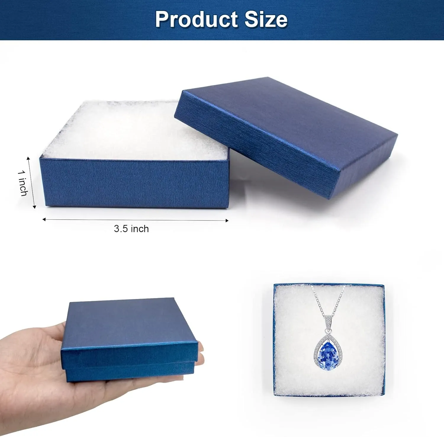 Cardboard Jewelry Blue Gift Boxes 20 Pack3.53.51 inches, its apply to displaying necklaces, rings, bracelets, earrings