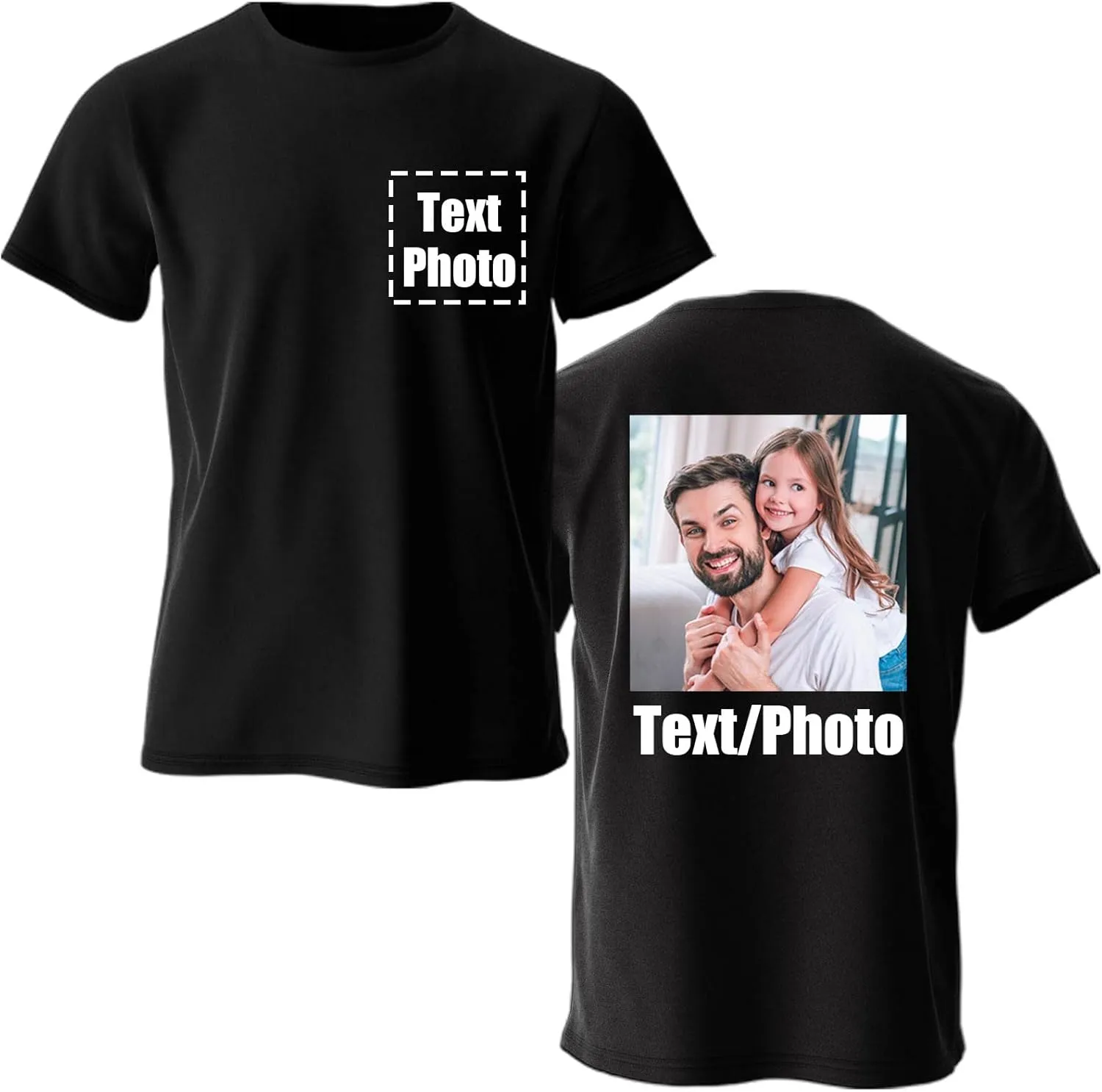 COOZEBRA Custom T Shirts for Men Women, Personalized Shirts with Front & Back Print, Design Your Own Custom T-Shirt with Photo