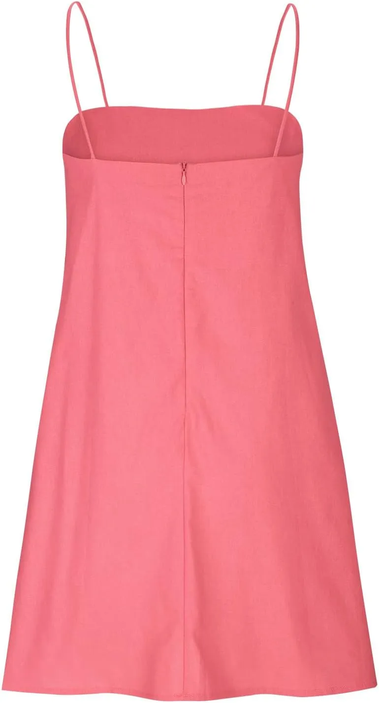 for Ladies Fall Summer Sleeveless Spaghetti Strap Off Shoulder Linen Mini Short Loose Fit Basic Dresses Women 2025