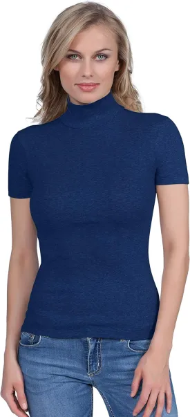 free spirit Basic Cotton Premium Quality Cotton Women's Turtleneck Short Sleeve T-Shirt. Proudly Made in Italy.