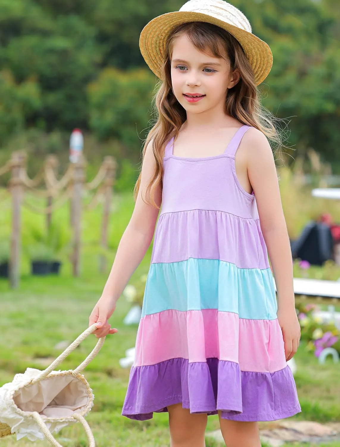 Frogwill Toddler Girls Fifties Summer Dress Blue Rainbow 2-7Y