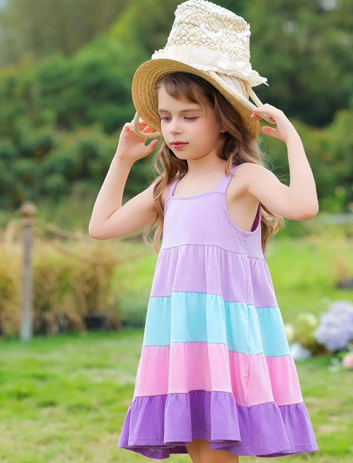 Frogwill Toddler Girls Fifties Summer Dress Blue Rainbow 2-7Y