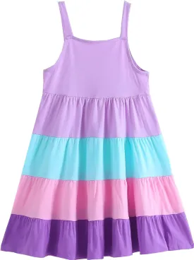 Frogwill Toddler Girls Fifties Summer Dress Blue Rainbow 2-7Y