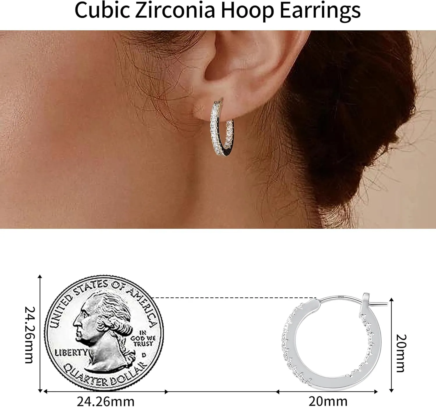 Gacimy Gold Hoop Earrings for Women, 15-30mm Cubic Zirconia, 14k Gold Plated with Sterling Silver Post