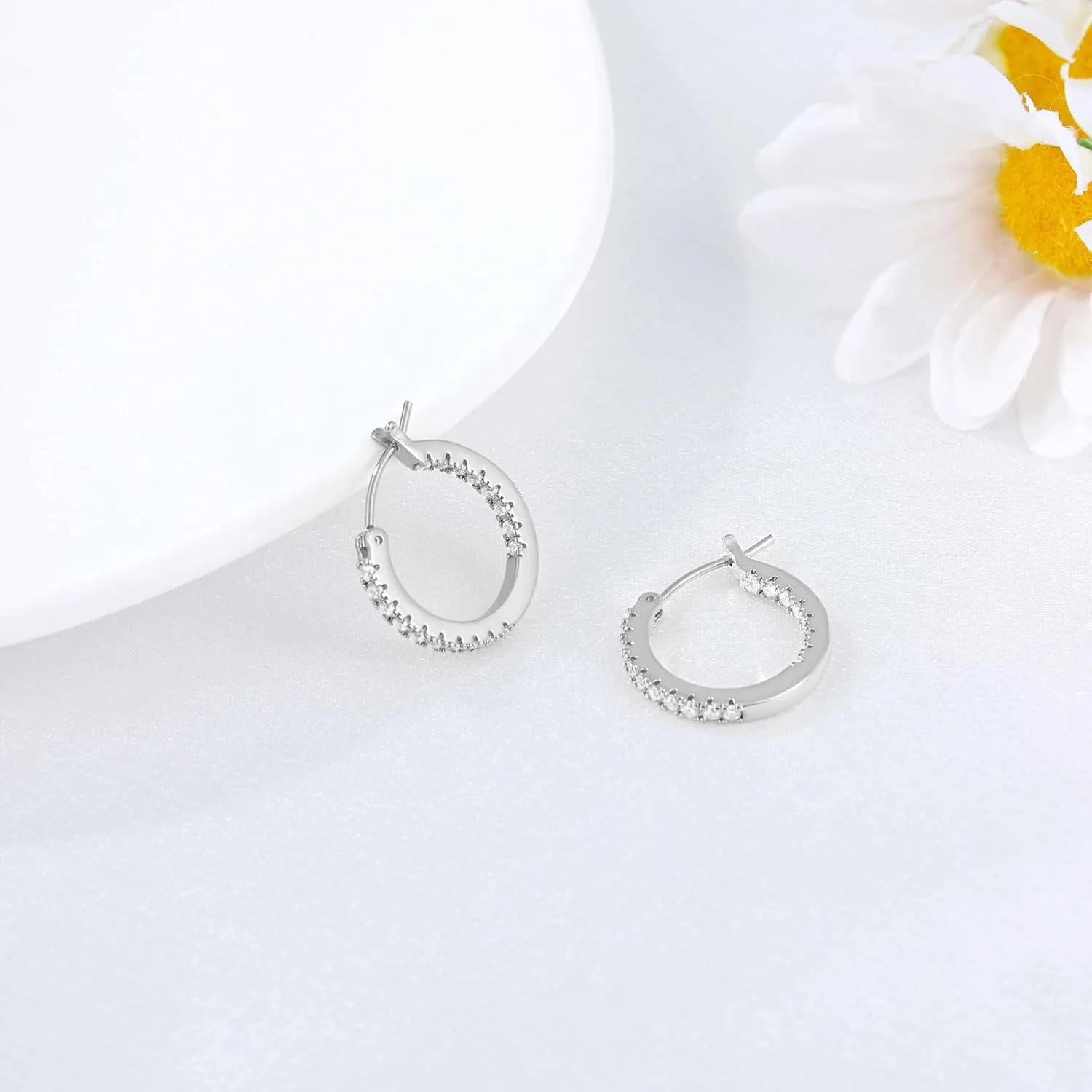 Gacimy Gold Hoop Earrings for Women, 15-30mm Cubic Zirconia, 14k Gold Plated with Sterling Silver Post