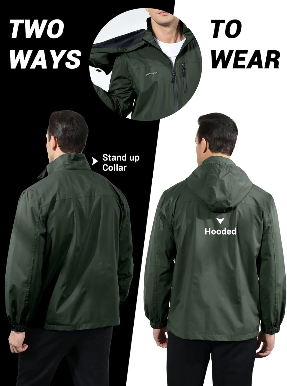 Green Men's 3XL Classic Windbreaker Jacket: Perfect for All Sports & Outdoor Activities