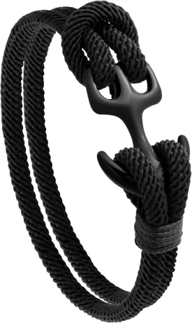 HAQUIL Black Paracord Anchor Bracelet | Unisex Nautical Rope Design, Secure Hook Closure