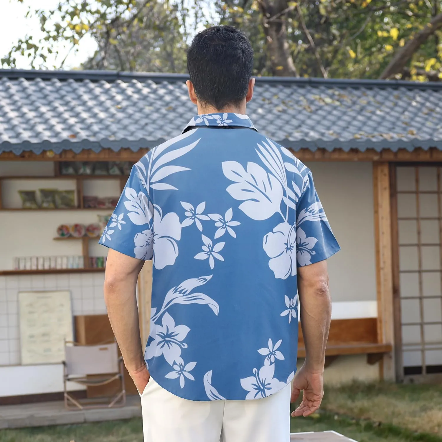 Hawaiian Shirt for Men Sleeves Printed Casual Button Down Summer Beach Dress Shirts