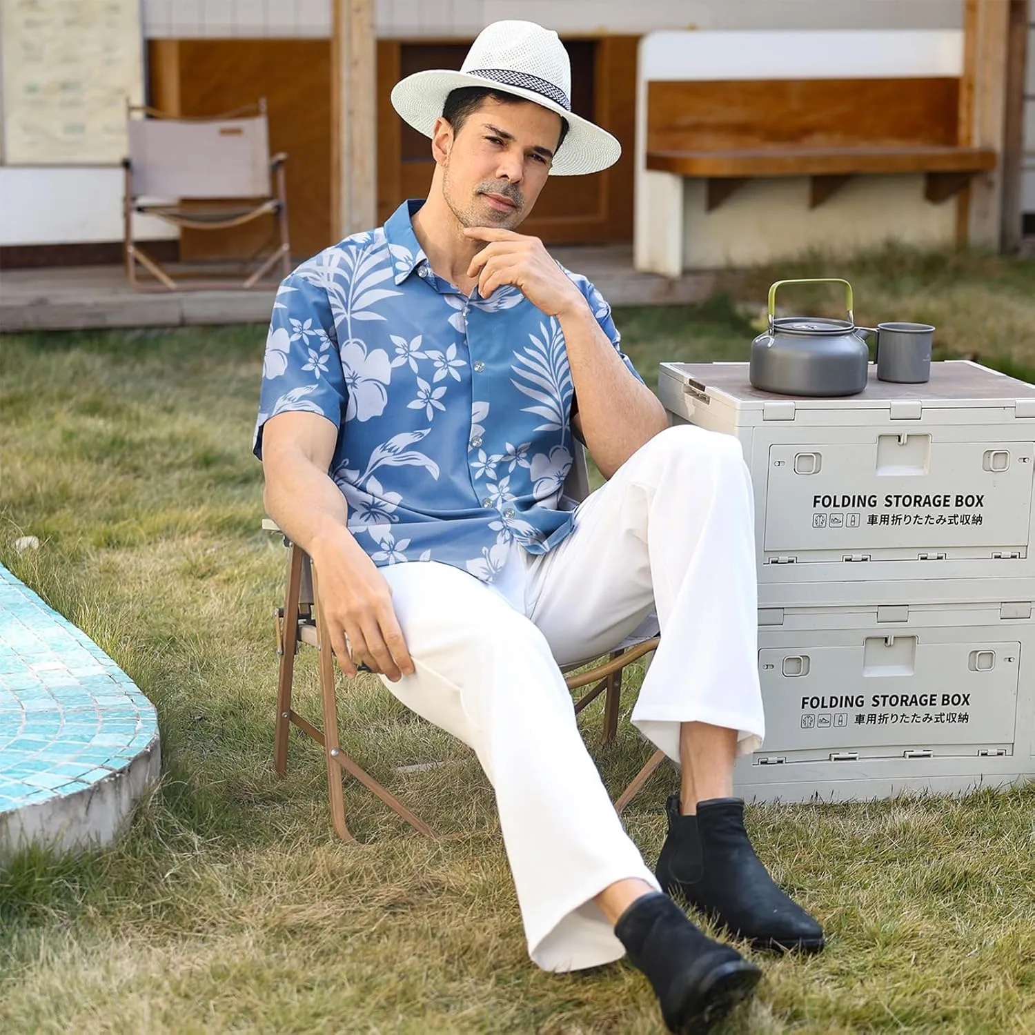 Hawaiian Shirt for Men Sleeves Printed Casual Button Down Summer Beach Dress Shirts