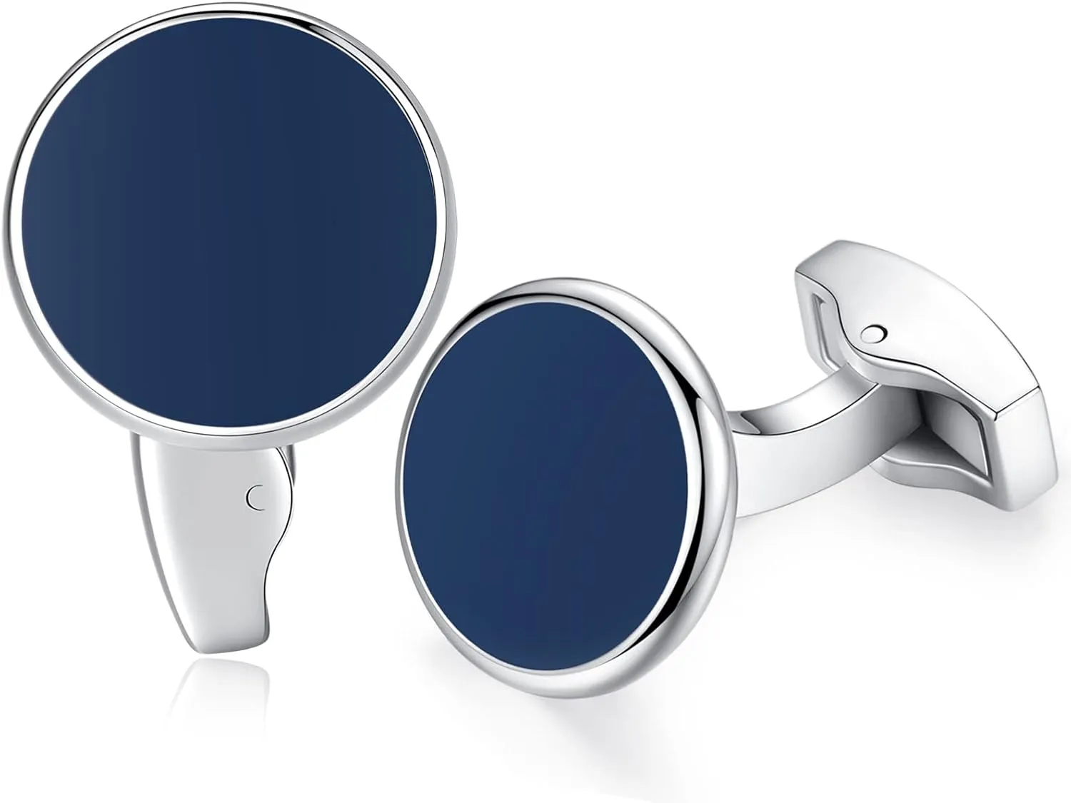 HONEY BEAR White Pearl Shell Black Onyx Cufflinks Round for Mens Gift