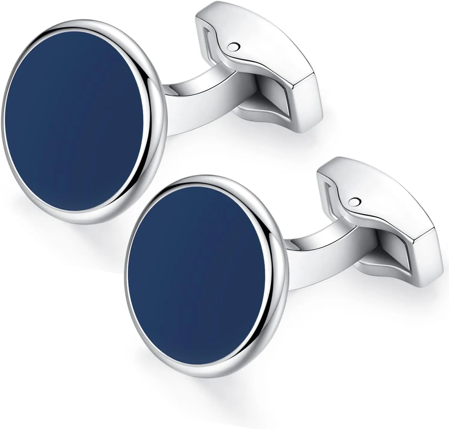 HONEY BEAR White Pearl Shell Black Onyx Cufflinks Round for Mens Gift