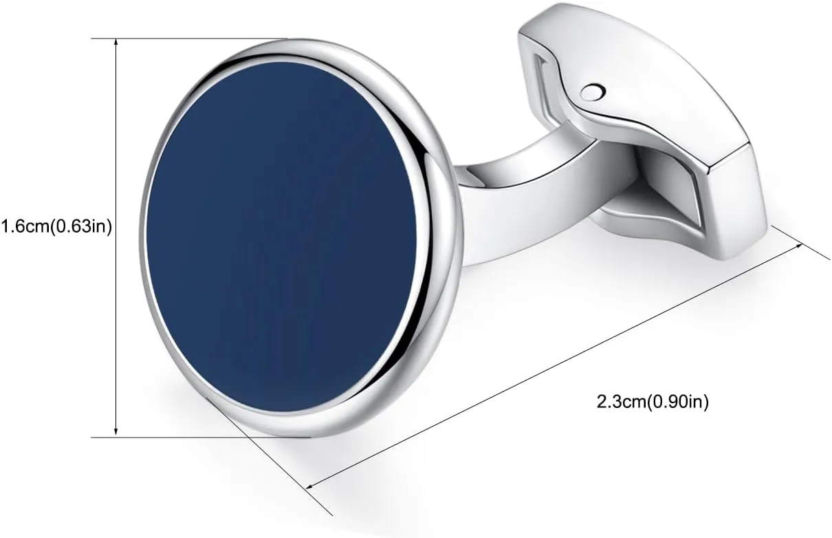 HONEY BEAR White Pearl Shell Black Onyx Cufflinks Round for Mens Gift