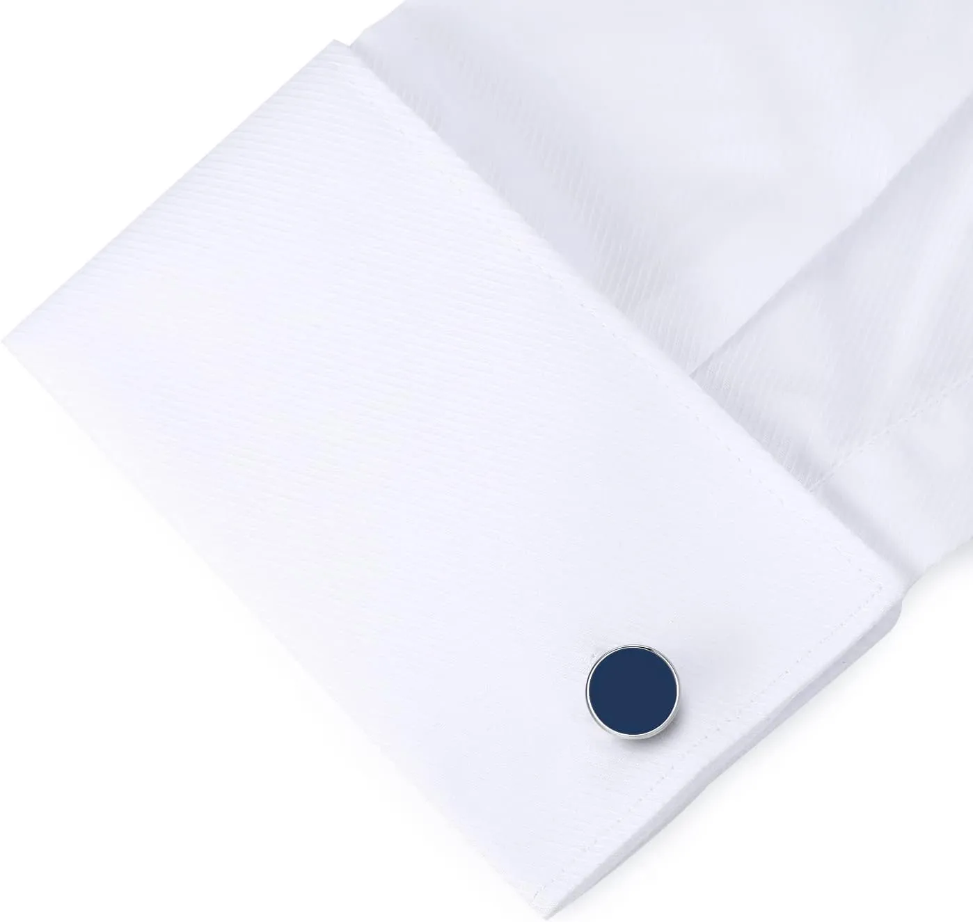 HONEY BEAR White Pearl Shell Black Onyx Cufflinks Round for Mens Gift