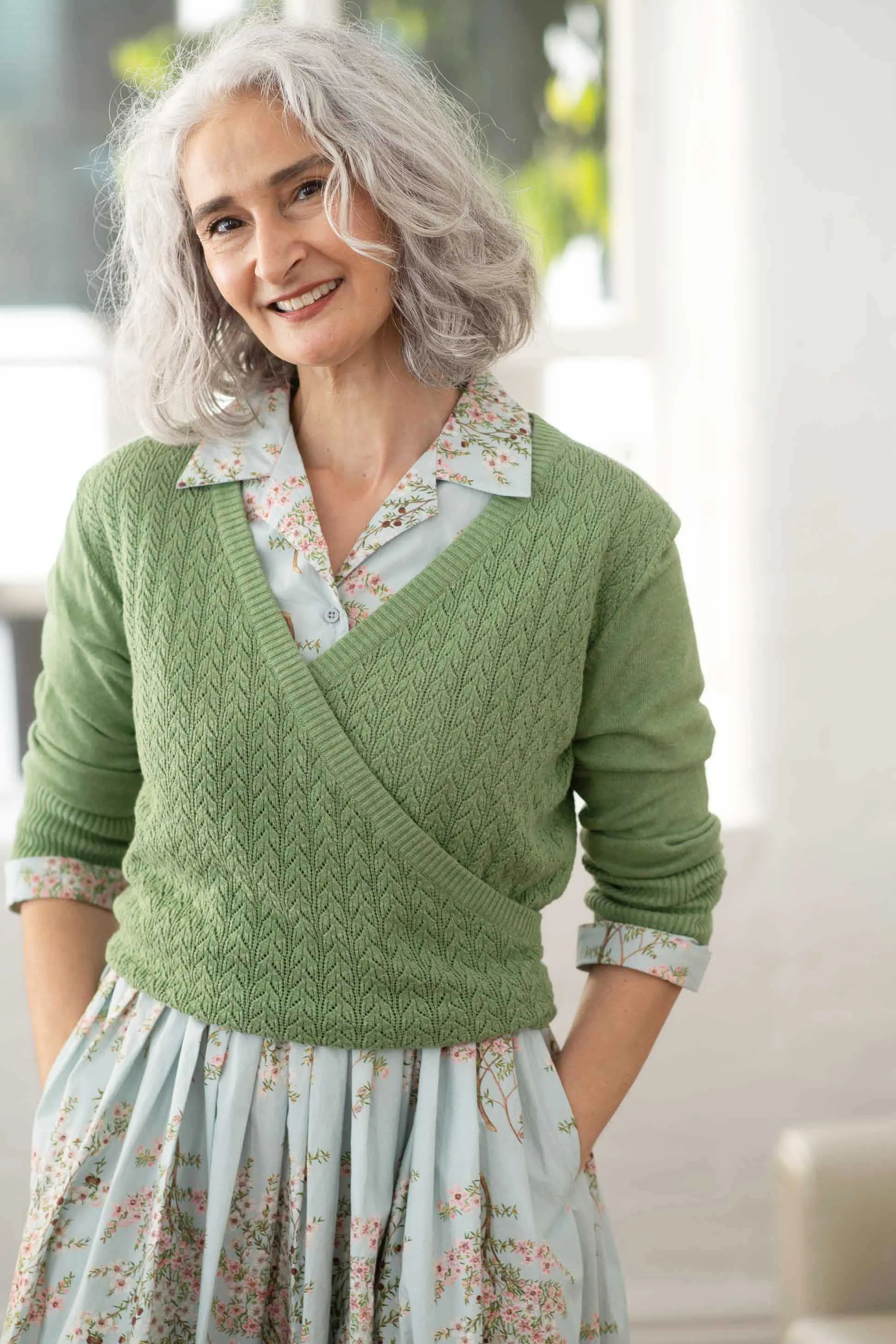 Imogen wrap cardigan Cottage Green