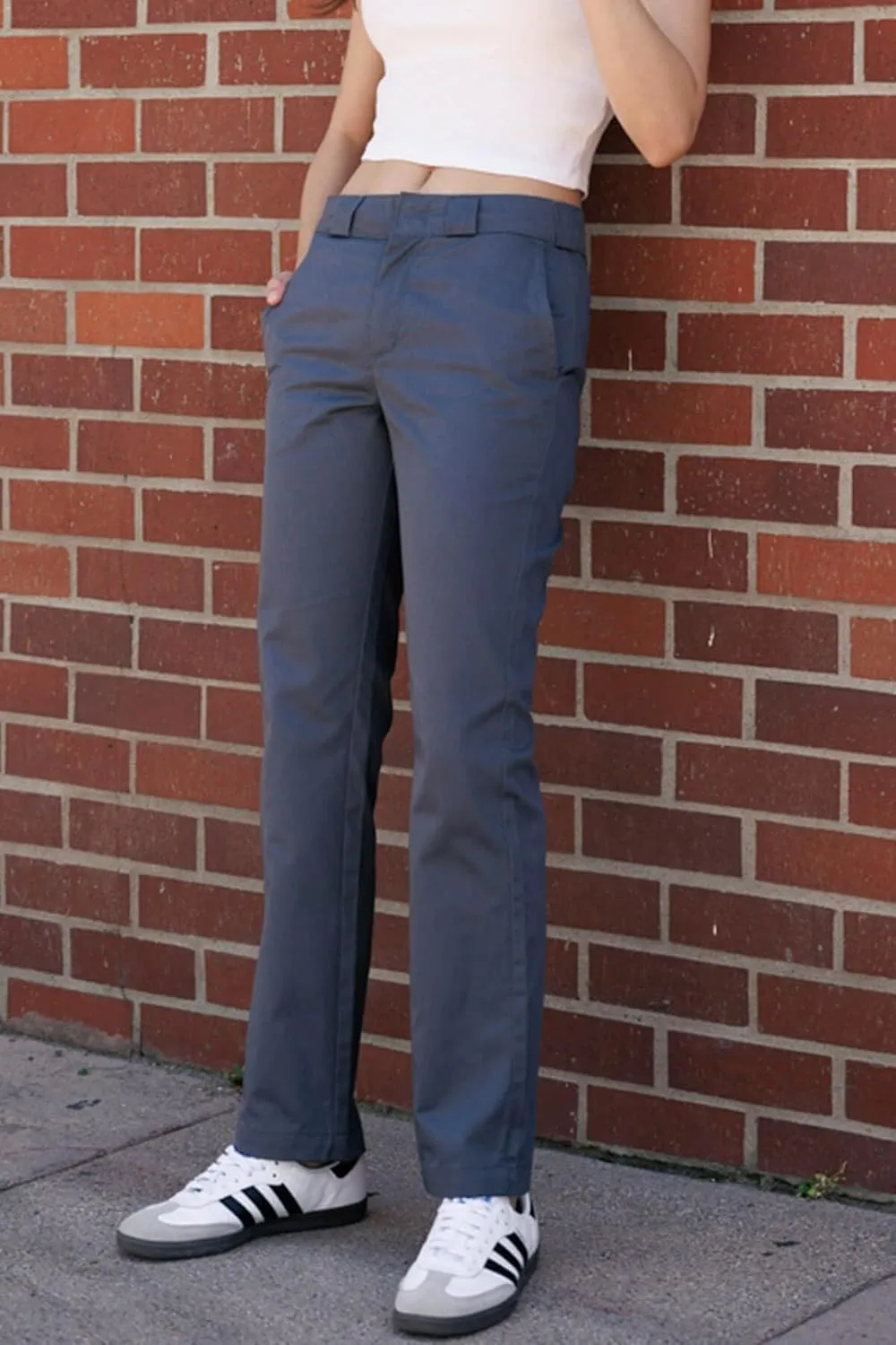 KHAKI & BLUE Women's Work Pants  High Rise Straight Leg Casual Trousers with Pockets