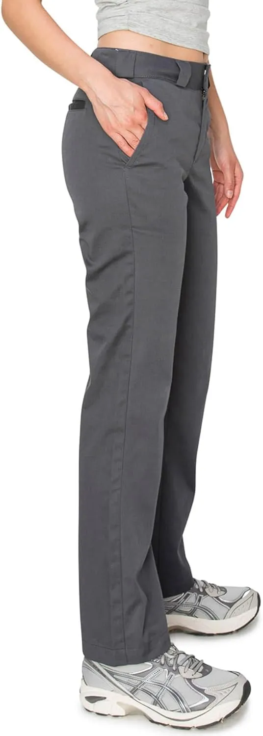 KHAKI & BLUE Women's Work Pants  High Rise Straight Leg Casual Trousers with Pockets