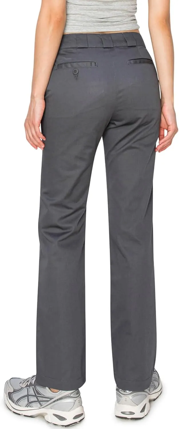 KHAKI & BLUE Women's Work Pants  High Rise Straight Leg Casual Trousers with Pockets