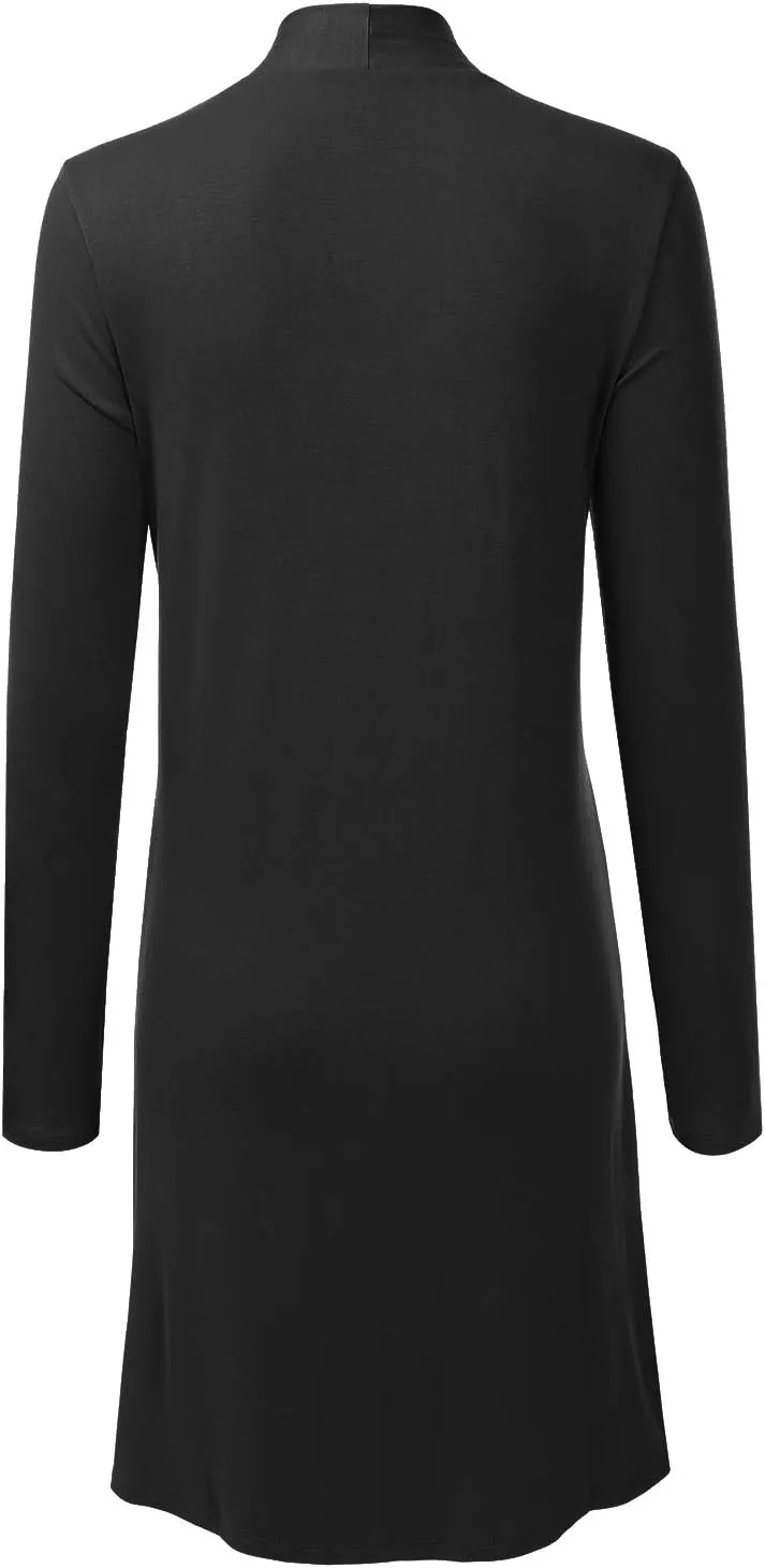 LALABEE Women's Long-Line Long Sleeve Open Front Cardigan with Pockets (S-3XL)