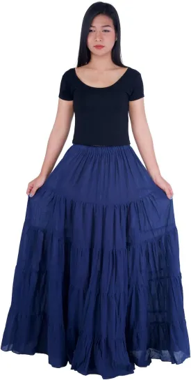 Lannaclothesdesign Women's Cotton Long Ruffle Full Circle Long Skirts Maxi Skirt