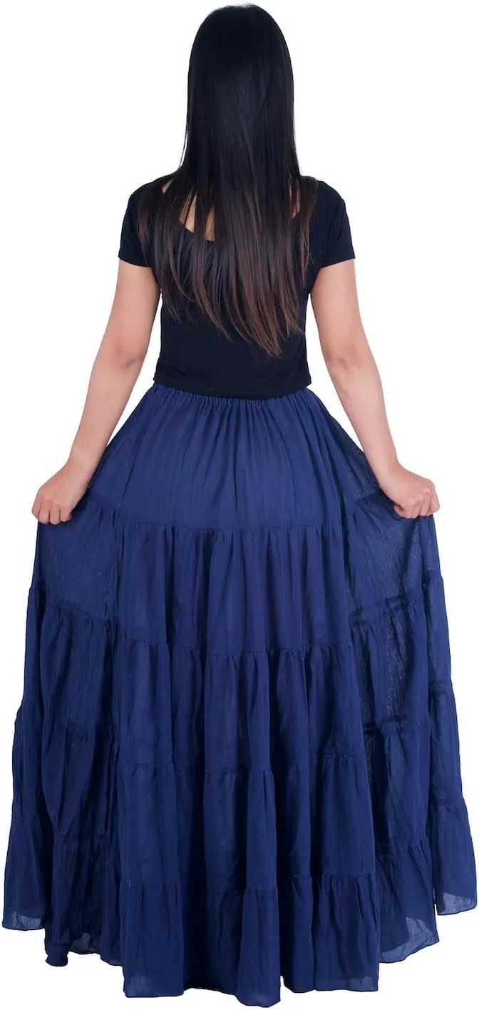 Lannaclothesdesign Women's Cotton Long Ruffle Full Circle Long Skirts Maxi Skirt