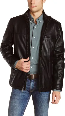 Laverapelle Men's Genuine Lambskin Leather Jacket (Black, Classic Jacket) - 1501135