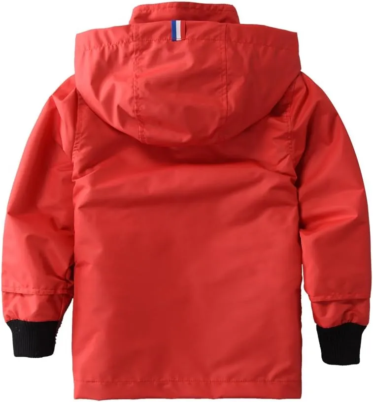 M2C Boys Girls Hooded Cotton Lined Rain Jacket Light Windbreaker