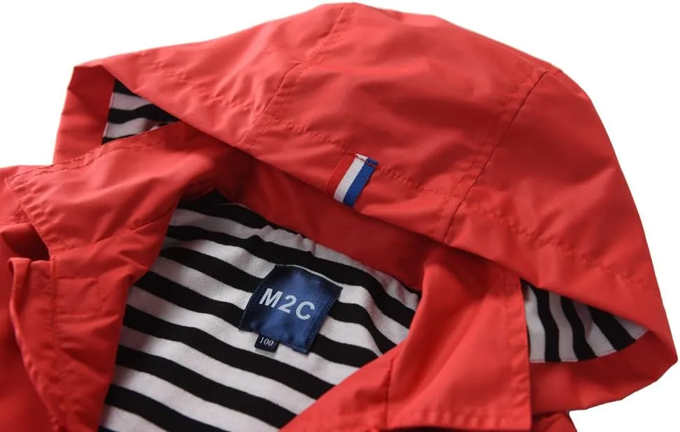 M2C Boys Girls Hooded Cotton Lined Rain Jacket Light Windbreaker