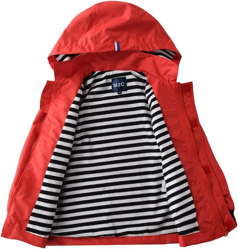 M2C Boys Girls Hooded Cotton Lined Rain Jacket Light Windbreaker